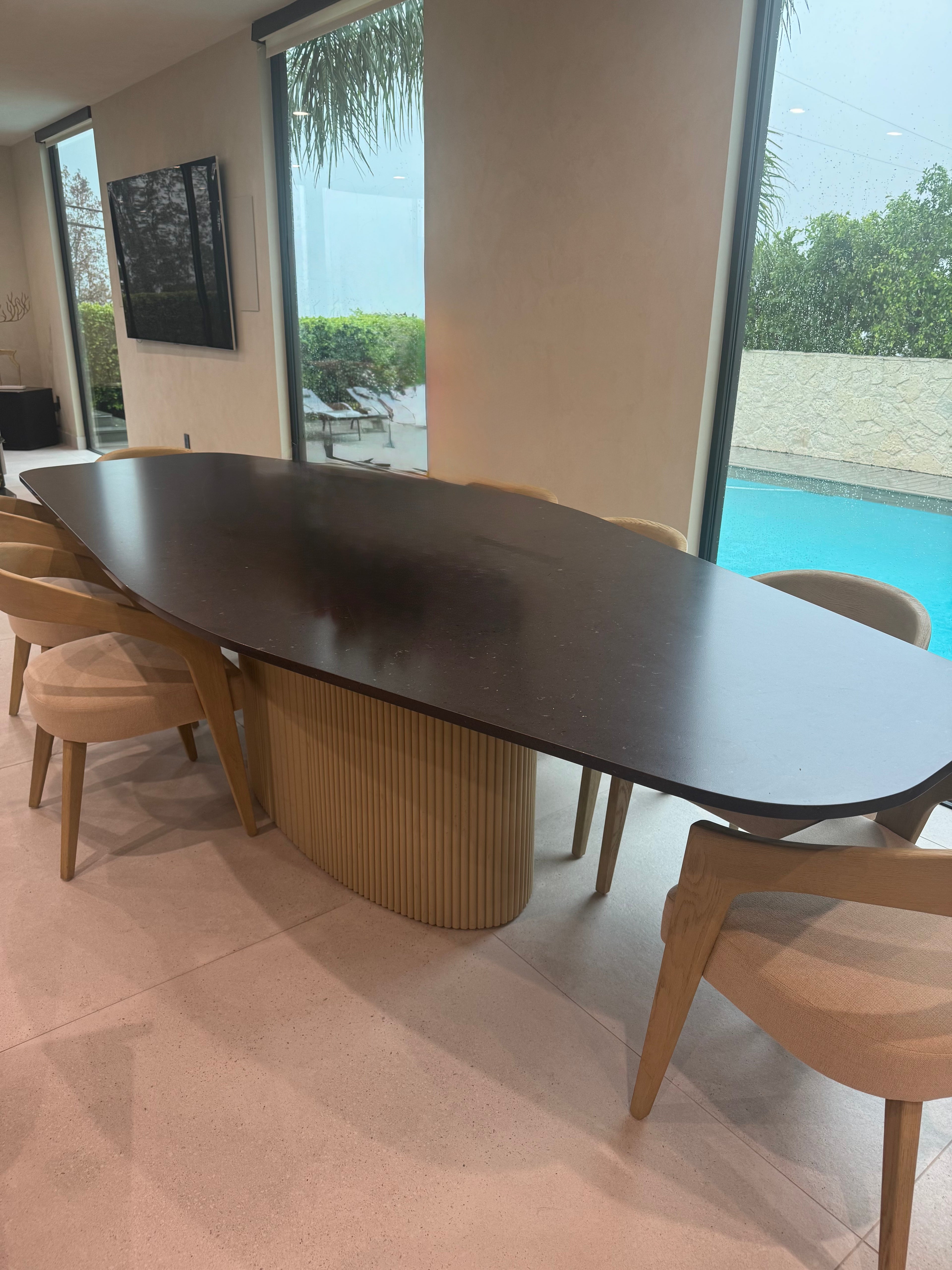 Black Quarts Light Wood Dining Table